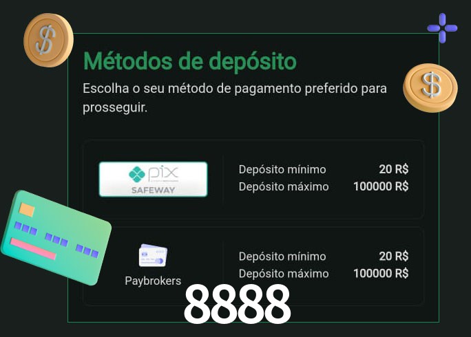 O cassino 8888 oferece uma grande variedade de métodos de pagamento
